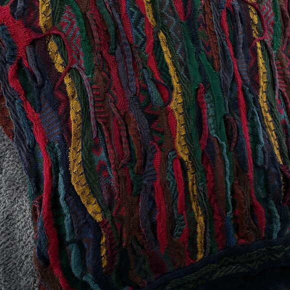 COOGI Australia Authentic Women XL Red Green 3D Knit Pullover Cotton Sweater - Picture 11 of 16